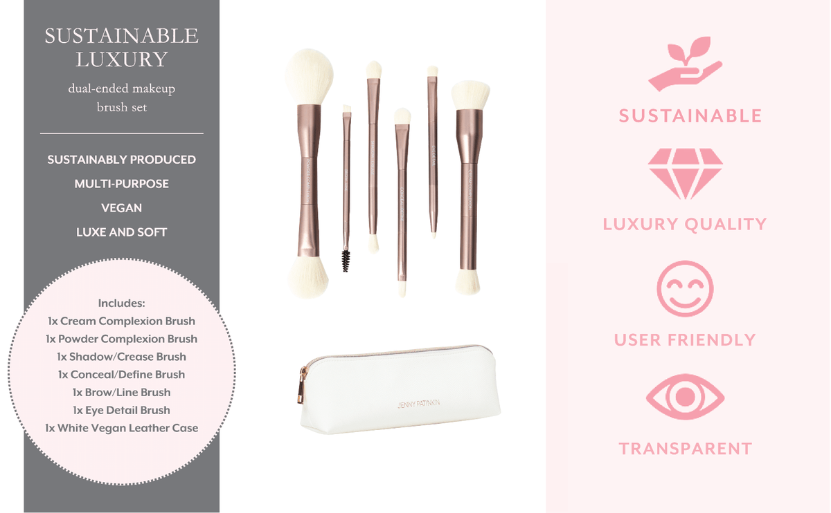 Sustainable Luxury Makeup Brush Set, Dual-Ended