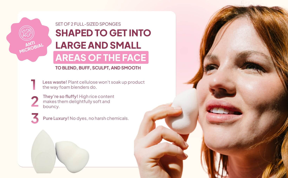 Pure Luxury Makeup Sponge Duo, Made with Upcycled Rice