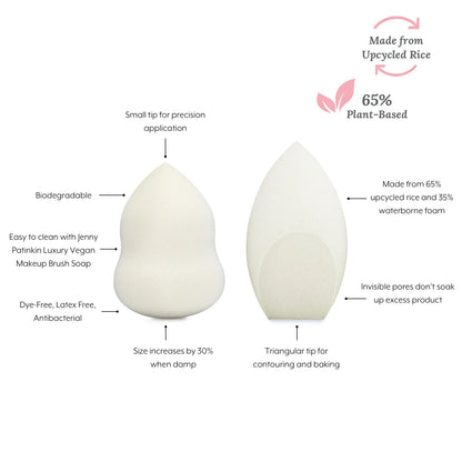 Pure Luxury Makeup Sponge Duo, Made with Upcycled Rice