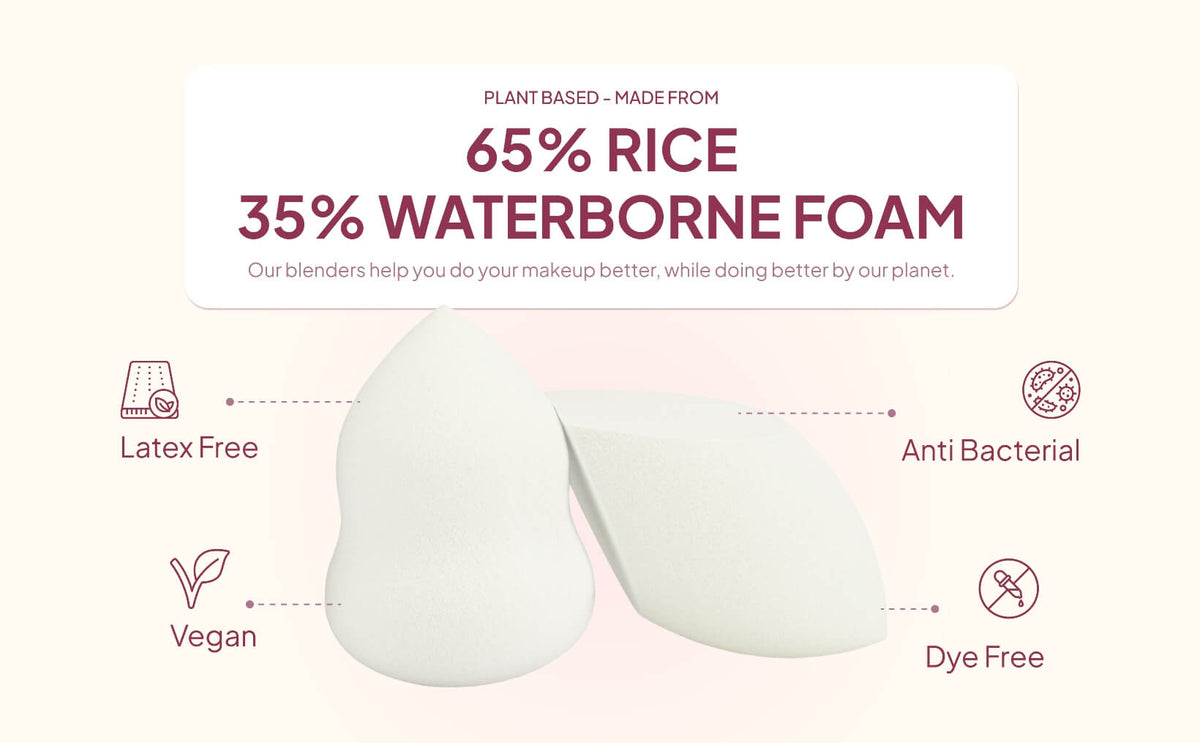 Pure Luxury Makeup Sponge Duo, Made with Upcycled Rice
