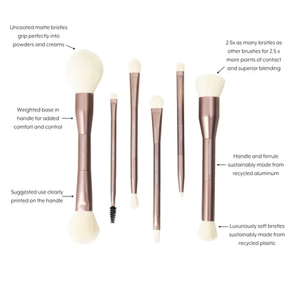 Sustainable Luxury Makeup Brush Set, Dual-Ended