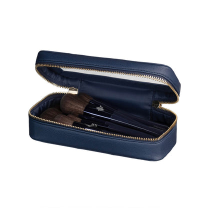 The Superstition Set case showing 12 deep navy makeup brushes
