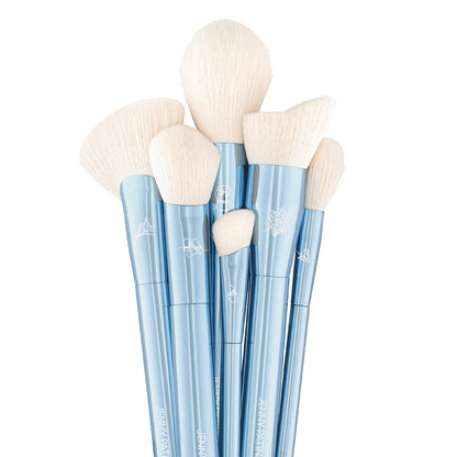 Six full-size Winter Wonderland makeup brushes