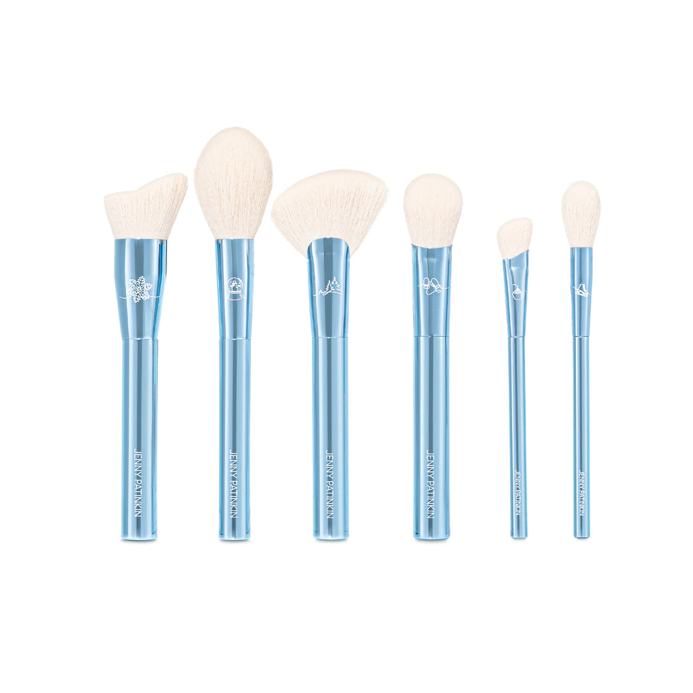 Winter Wonderland Makeup Brush Set with laser-engraved winter icons