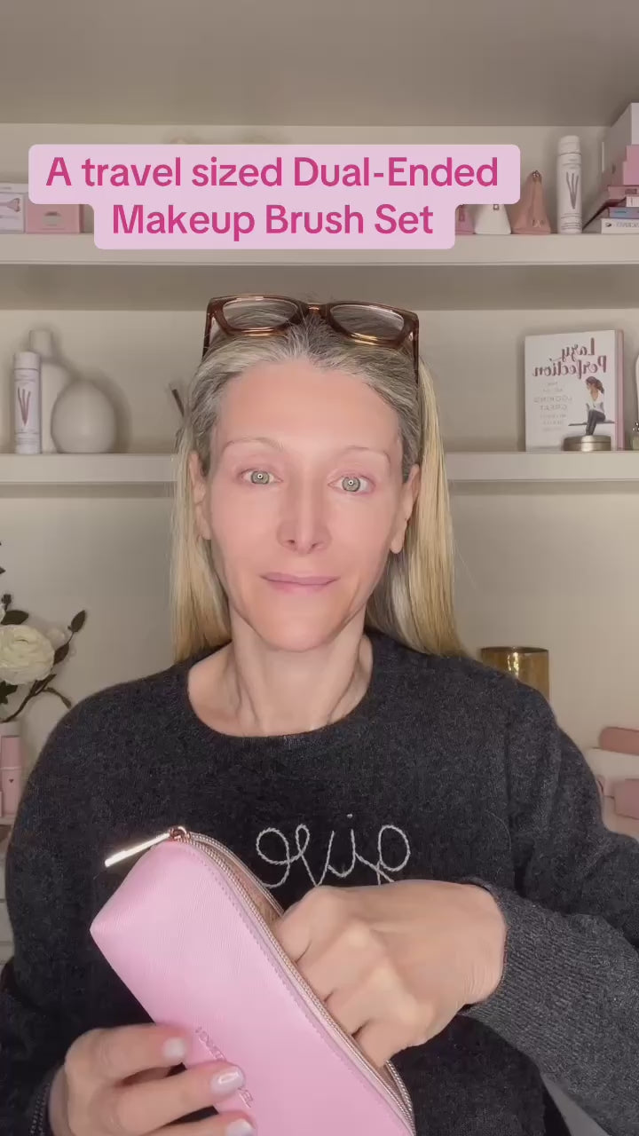 A travel sized Dual - Ended Makeup Brush Set